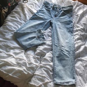 american eagle high-rise acid wash slim straight jeans